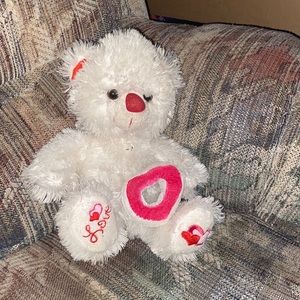 White and red teddy bear cute and fluffy